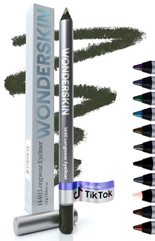 Wonderskin 1440 Longwear Grüner Eyer Liner-Stift – Wasserfester, anspitzbarer und wischfester Kajalstift in Grün (Olive)