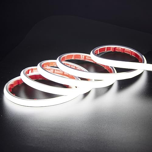 pcning COB LED Strip 1M 230V Direktanschluss Selbstklebend Kaltweiss Aussen LED Band, 1 Meter IP67 Wasserdicht LED Streifen 230V Ohne Trafo mit Stecker 6000K (Kaltweiss, 1)