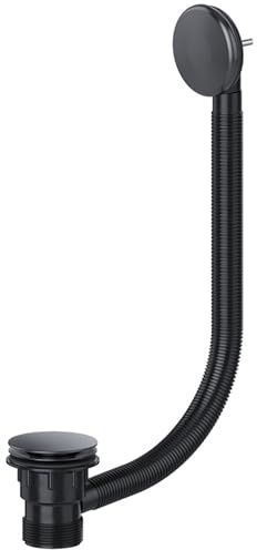 SPARES2GO Clicker Bath Waste Plug 40mm 1.5 Combination Click Clack Overflow (Black)