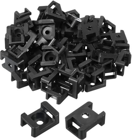 sourcing map 250pcs Cable Tie Base Saddle Type Mount Wire Holder, 22.3x15.9x9mm Wire Clips Organizer Holders Clamps for Electronic Wires Organized, Black 0.17 Dia