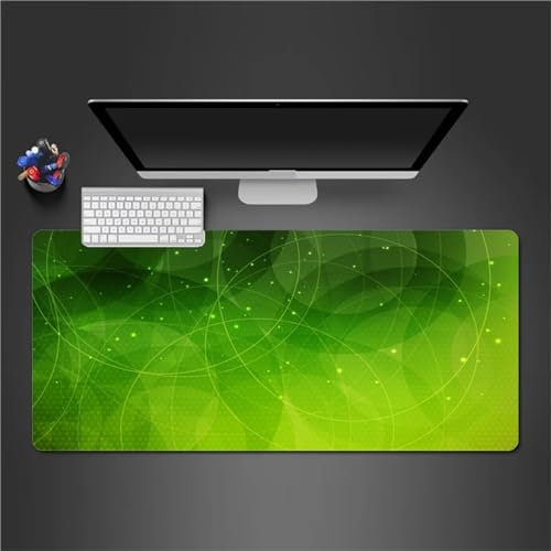QiHon Gaming Mauspad XXL Abstraktes Grün Großes Mauspad Schreibtischauflage mit Vernähte Kanten Einer speziellen Oberfläche verbessert Geschwindigkeit und Präzision 800x400x3mm
