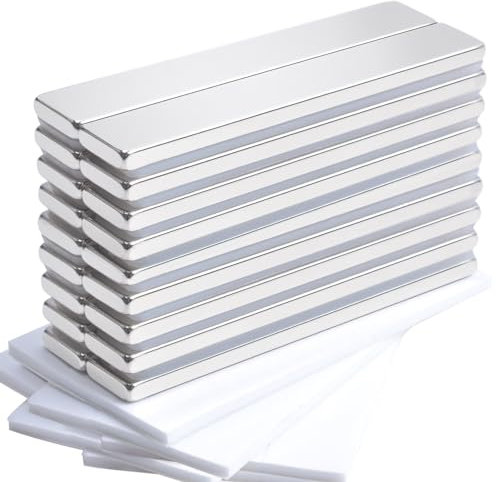 OCEUMAOA 18-Pack Neodymium Magnet Bar 60x10x3mm Self Adhesive Rare Earth Strips with Double-Sided Adhesive for Fridge Kitchen Craft Storage