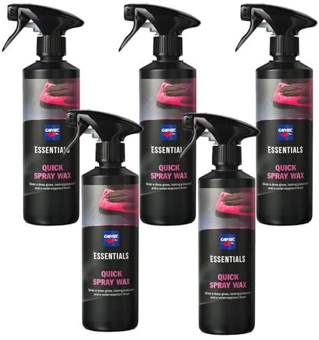 Cartec Cera Liquida per Auto Metallizzate, Opache, Perlate e Pastello Essentials Quick Spray Wax - 500ML - KIT PROMOZIONE 5 PEZZI