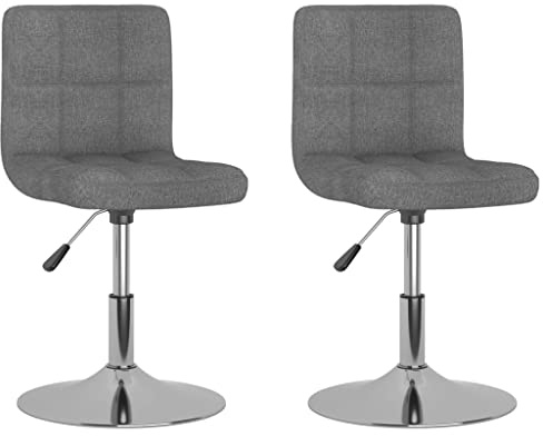 vidaXL 2X Chaises Pivotantes de Salle à Manger Chaises à Dîner Sièges de Cuisine Chaises de Repas Meubles de Cuisine Maison Gris Clair Tissu