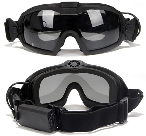 WQZXM Lunettes Airsoft Antibuée, Lunettes Tactiques avec Ventilateur Et Lentille Interchangeable, Lunettes Et Lunettes De Tir Militaires(Black)