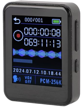 VBESTLIFE Digitaler Diktiergerät, Sprachaktivierter Rekorder für Vorlesungen, Besprechungen, Diktiergerät, Aufnahmegerät mit Wiedergabe, MP3-Player, für den Täglichen Gebrauch (16GB)