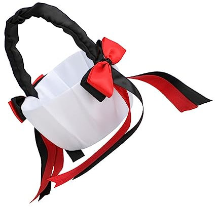 LABRIMP Schwarzer Blumenkorb Mit Schleife Hochzeitskorb Für Blumen Tragbarer Korb Für Hochzeitsschleifen Eleganter Hochzeitskorb Blumenmädchenkorb Für Bankette
