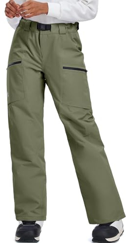 HOTIAN Pantalones de esquí para mujer, impermeables, resistentes al viento, transpirables, para exteriores, para invierno, cálidos, para esquí de fondo, Amy Green, S