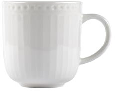 Ritzenhoff & Breker Sofia Kaffeebecher, 420 ml, Runder Henkelbecher mit feinem Rillenrelief, Fine-Dining-Geschirr, Porzellan, Weiß