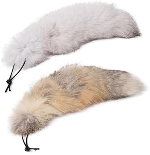 Nocyclonic 2 Pieces FuchsschwanzFuchsschwanz Anhänger etwa 40cm,fox tail,Fell Schwanz Keychain fox tail keychain Auto Schlüsselketten Anhänger Weich Flaumig Dicht Dekoration (N)