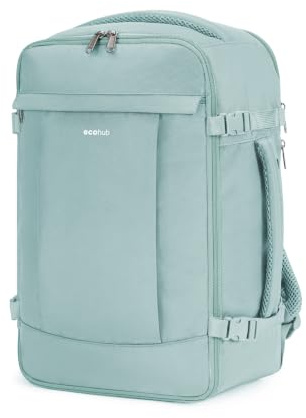 ECOHUB 20L für Ryanair Handgepäck 40x20x25, Diebstahlsicher Handgepäck Rucksack, 3D Laptop Rucksack Wasserdicht, Recycelt Reiserucksack Flugzeug für Damen Herren, Patent Anhängig (Hellgrün)