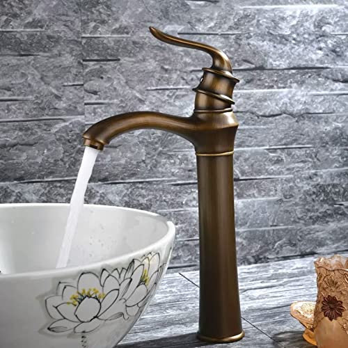Antiker Hochkupfer-Badezimmer-Wasserhahn, Heiß- und Kaltwasserhahn für Badezimmer
