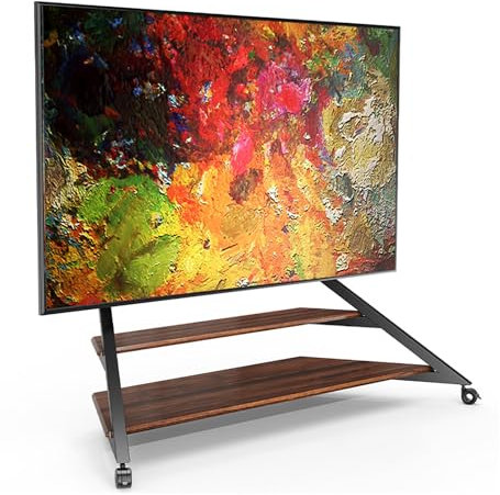 Supporto da Pavimento for TV da 75-100 Pollici, Supporto da Pavimento con Ruote con Ripiano Regolabile in Altezza, Carrello TV con Ruote, Supporto TV Portatile for Camera da Letto, Ufficio(Black)
