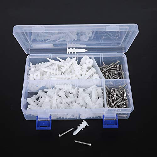 Anclajes de Expansión, Ancladores de Tornillo de Nylon 304 para Pared y Concreto, 240 Piezas de Tornillos de Acero Inoxidable