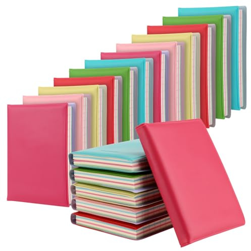 FAAING 18 Stück Notizbuch Klein A7, Tragbares Notizbuch Mini Notizblock, Liniert Klein Notizblock mit Lederhülle und bunte Blanko Blätter, Kleines Notizblöcke für Tagebuch, Memo, 8 x 10 cm, 100 Blatt