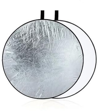 SUBLXPoten Licht-Reflektor 5-in-1-Fotoreflektor, zusammenklappbarer tragbarer Lichtdiffusor, runder/ovaler Reflektor in verschiedenen Größen for Fotostudio Fotografie Reflektor(30cm Silver White)