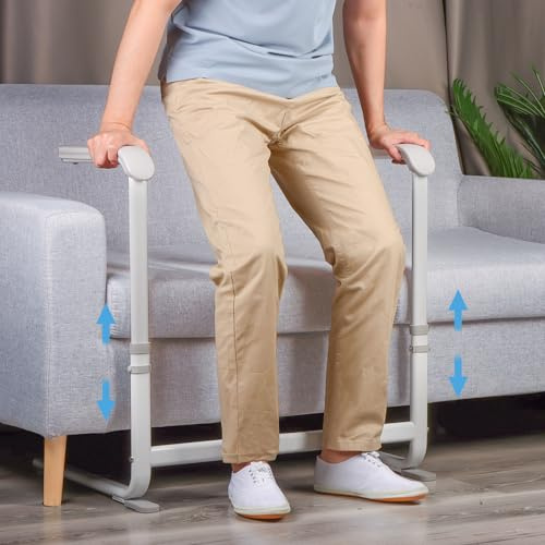 NIdreamCE Aufstehhilfe Sofa – Höhenverstellbare Stehhilfe mit Polstergriff für Senioren, mobiler Haltegriff für Couch und Sessel, rutschfeste Transferhilfe (Grau)