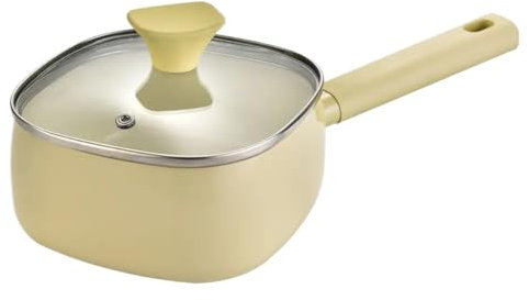 Mjölkkruka keramisk belagd fyrkantig mjölkkastrull non-stick mattillskott kruka varm mjölk nudelkruka gasspis induktion spis universal för kokande mjölk (gul)