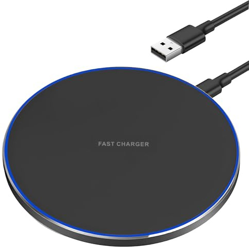 Caricatore Wireless Charger, 15W Caricatore Senza Fili Portatile, Universal Rapida Caricabatterie Wireless per IOS 16/15/14/13/12/11/SE/X/8, Caricatore per Samsung Galaxy S23 S22 S21