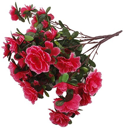 OUOULAJY 2 mazzi di fiori artificiali di azalea finta, bouquet per matrimoni, decorazione per la casa, rosa rossa