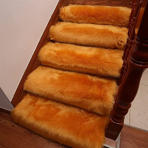 Tappeto per scale a pelo lungo, in morbida pelle scamosciata, antiscivolo, per interni, autoadesivo, per scale, copertura protettiva, coperta, colore cammello, 75 x 24 cm