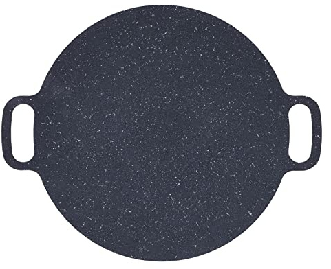 Pssopp Placa de Barbacoa Casera sin Humo, Sartén Redonda Antiadherente de Piedra Médica de Hierro para Barbacoa, Alta Conductividad Térmica para Cocinar Al Aire Libre (41cm)
