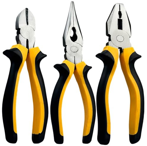 ZBXSNK 3-Piece 8 Pliers Set, Heavy-Duty Pliers Tool Set Includes Diagonal Cutting, Combination & Long Nose, Cr-V Steel Electrical Plier Set, for DIY Household Repair