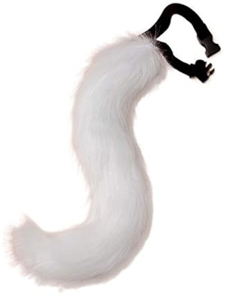 Hotainoys Therian Tail, biegsamer Fuchsschwanz mit Metallskelett, verstellbar, pelzig, Mehrzweck-Wolf für Cosplay, Halloween, Weihnachten, Party, Kostüm, Einheitsgröße, weiß, pelzig