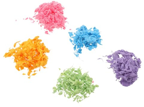 DOITOOL Pulpa de Papel Deshidratada para Fabricación de Papel Tradicional Diy, 5 Bolsas de 100 G en Colores (verde Hierba, Rosa, Amarillo Claro, Azul Claro, Morado), Material Natural