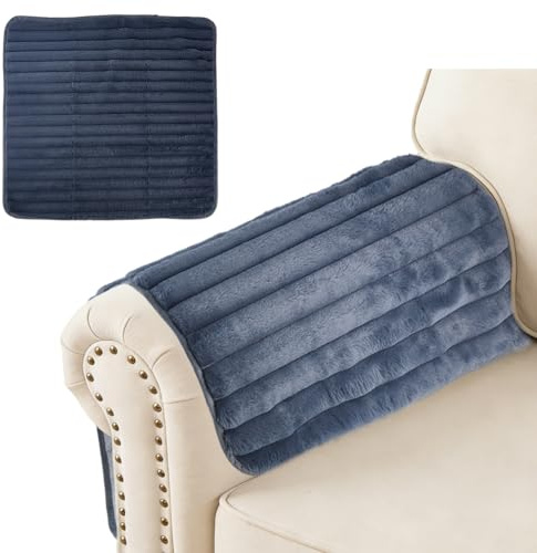 SUPERFINDINGS 2 Stück Sofa Armlehnen Bezug Flecken Wasser Abweisend Hunde Katzen Haustier 70x70cm Schwarz Rutschfester Plüsch Armlehnen Schutz Für Rückenlehne Sessel Sitzgruppe