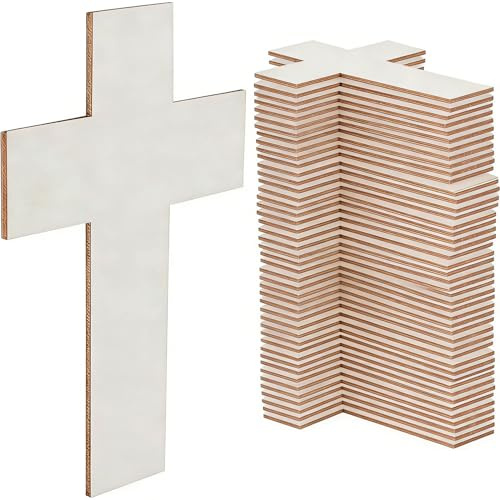 Tissting 72 Stück Holzscheiben Deko Kreuz Form Holzplatte Basteln | 11 x 7 cm 3mm Dick DIY Handwerk Holz Scheiben für Hochzeit Geburtstagsfeier Weihnachten Dekoration