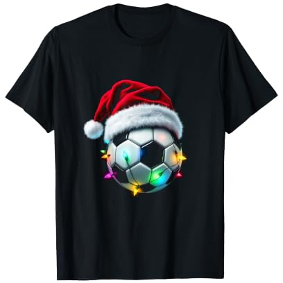 Ballon de Football Festif avec Bonnet de Père Noël et lumières T-Shirt