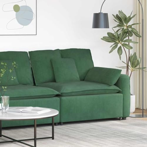 Tonture Modulär soffa slutmodul med armstöd mörkgrön 100 cm sittbredd manchestertyg stoppade hörn metallram med kudde vardagsrum boendelandskap växtelement förlängning lounge