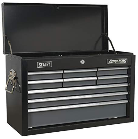 Sealey Ap2509B Topchest 9 Drawer With Ball Bearing Runners - Black/Grey