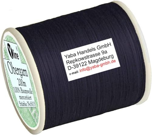 1 Stück Spule a. 200m Obergarn, Baumwoll - Nähfaden, dunkel - blau (navy), Ne 50/3, für die Nähmaschine Nähgarn Garn, 2972