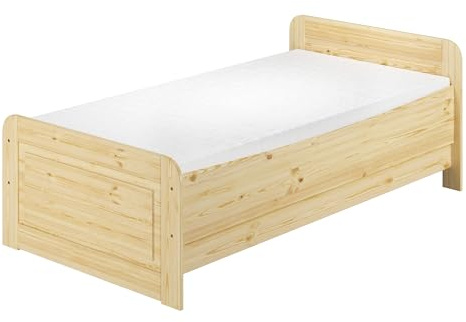 Erst-Holz®Seniorenbett extra hoch 100x220 Einzelbett mit Rollrost Matratze Massivholz Kiefer 60.42-10-220 M