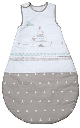 roba sovsäck 90 cm indibjörn - babys sovsäck helårsbruk för sommar & vinter - av andningsbar bomull - björnmotiv i brunt/vitt
