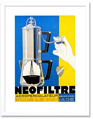 Wee Blue Coo Ad Coffee Percolator Filter Machine Pump Action Caffiene France Framed Wall Art Print