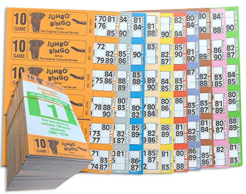 Jumbo Bingo 750 BOOKS 10 PAGE GAME STRIPS OF 6 TV TICKET SHEET BIG BOLD NUMBERS