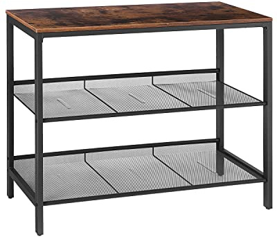 HOOBRO Console Table, Sofa Table with 2 Flat or Slant Adjustable Mesh Shelves, Hallway Table and Sideboard in Entryway, Living Room Corridor, Easy Assembly, Industrial, Rustic Brown and Black BF01XG01