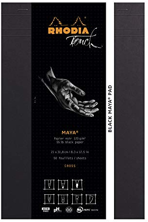 Rhodia 116113C Zeichenblock Black Maya DIN A4+, 50 Blatt 120g, schwarz