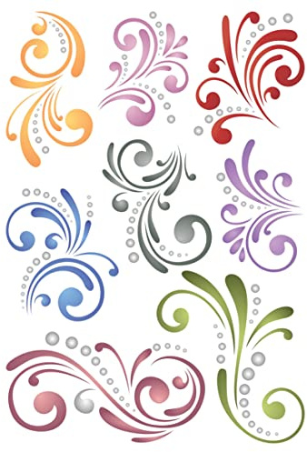 Swirl Accents Layering Schablone 11,43 x 16,51 cm – Stencil Company Original Florish Stencil Mask verwendet um Textur, Design und Akzente zu Mixed Media Hintergründen hinzuzufügen