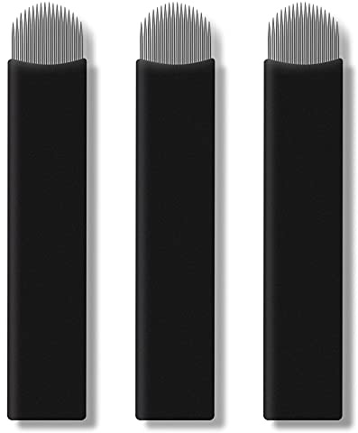 50 Stück schwarze Microblading Nadeln 18U 0,18 mm Klinge Permanent Makeup Tattoo Nadeln für manuellen Stift Verfügbare Größe 12U, 14U, 16U, 18U, 9F, 12F, 14F, 16F, 18F, 21F (18U)