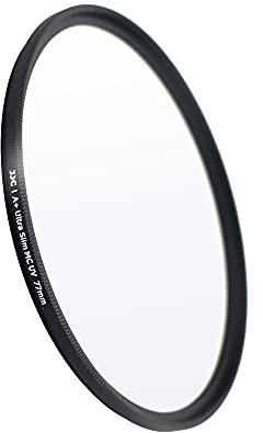 JJC Filtro UV de 77 mm, ultra delgado, multicapa, protección ultravioleta, filtro para lentes Canon, Sony, Nikon, con rosca de 77 mm
