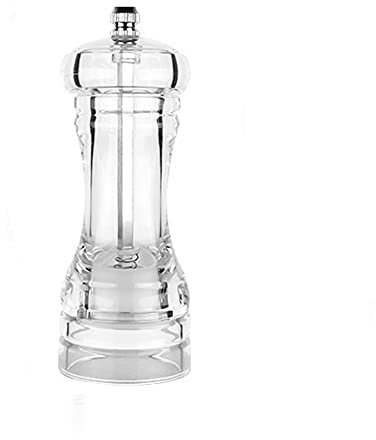 Molinillo de pimienta acrílico transparente de 5 pulgadas, molinillo de sal y pimienta, agitador de sal, agitador de pimienta, rellenable con rotor de cerámica ajustable para especies