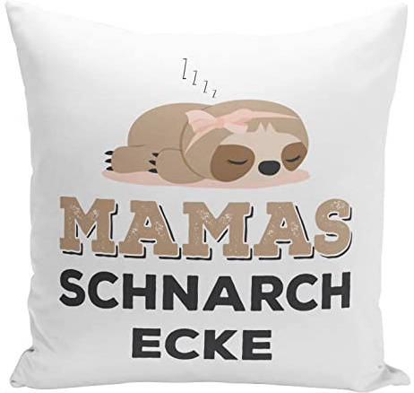 Tassenbrennerei Original Faultier Kissen mit Spruch Mamas Schnarchecke - Zierkissen mit Innenfüllung - Geschenk für Deine Mutter (Mama)
