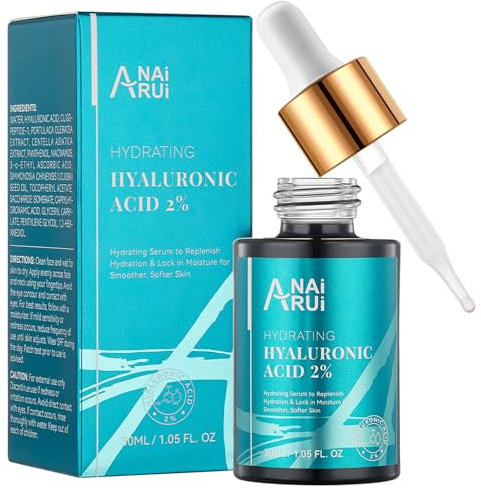 ANAiRUi Sérum Acide Hyaluronique Visage pour la Vitamine C/E - Sérum Visage Anti-âge Rides/Taches, Hydratante, Lissant, Nourrissant, Éclairer, Antioxydant, Soins pour le Visage, 30ml