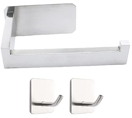 MYSUNBAR YIGII Toilettenpapierhalter Ohne Bohren Klopapierhalter Selbstklebend Wc Papier Halterung, Edelstahl Toilettenpapierrollenhalter und 2 Stück Klebehaken den täglichen Bedarf Decken