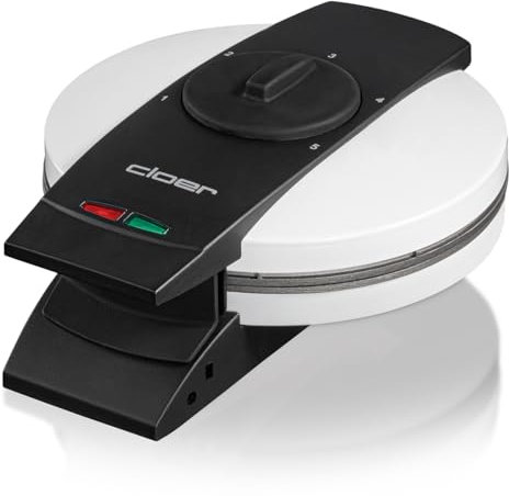 Cloer 1631HB Piastra per Waffle, per 5 singole cialde a forma di cuore, rivestimento antiaderente, 930 W, spia di cottura, pratica funzione di supporto, corpo in metallo verniciato bianco