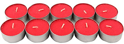 Tradineur - Pack de 10 velas de té con perfume, tealights aromáticas, tiempo de combustión: 5 horas, decoración del hogar (Frutas del bosque, 3,7 x 1,6 cm)